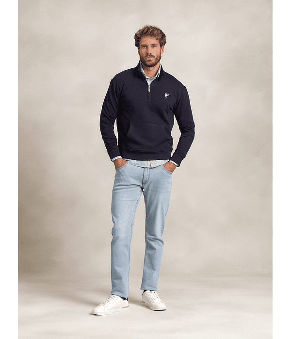 Sweatshirt Meio Zíper Básico Marino