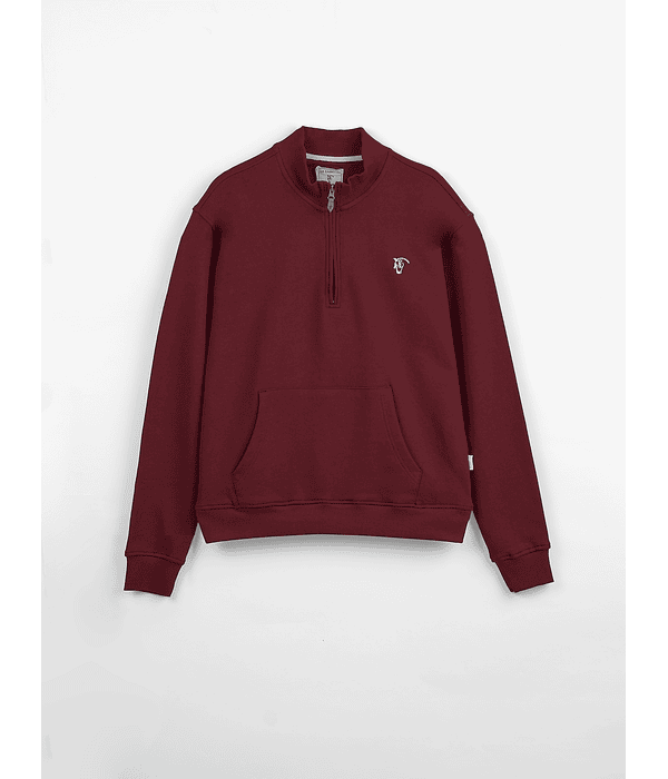 Sweatshirt Meio Zíper Básico Burgundy
