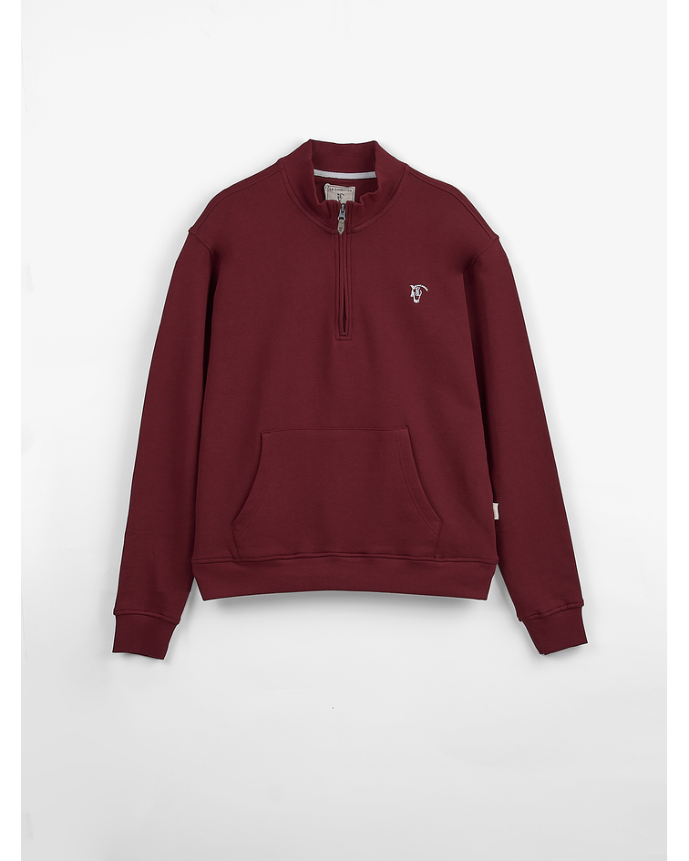 Sweatshirt Meio Zíper Básico Burgundy