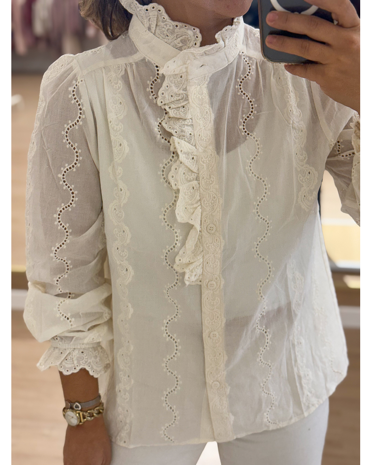 CAMISA BEGE BORDADA