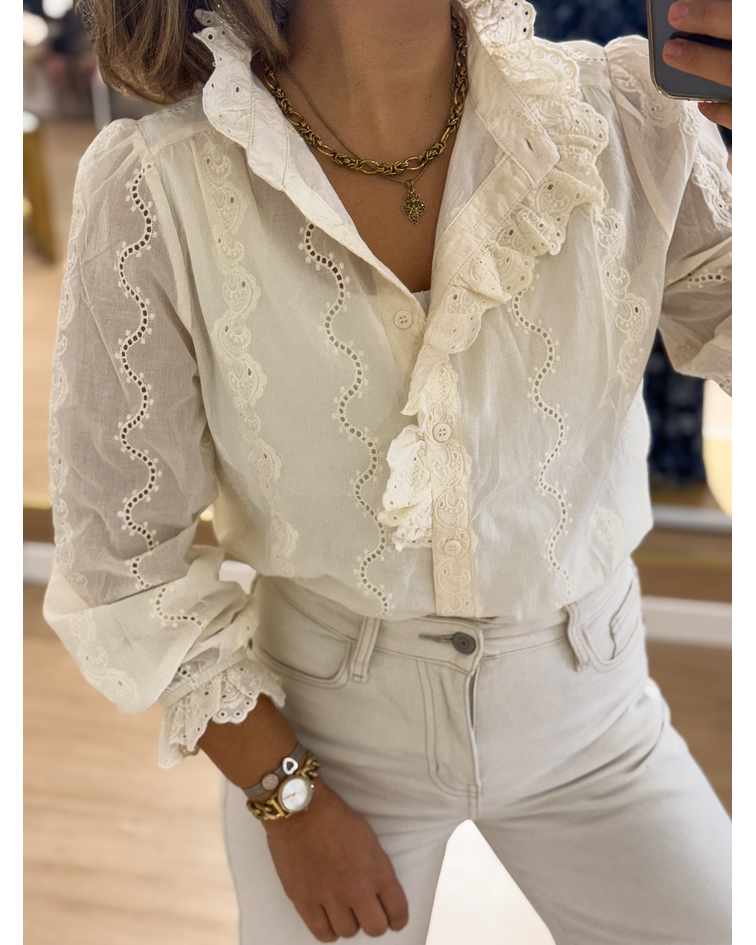 CAMISA BEGE BORDADA