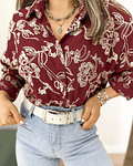 CAMISA BORDADA BORDÔ