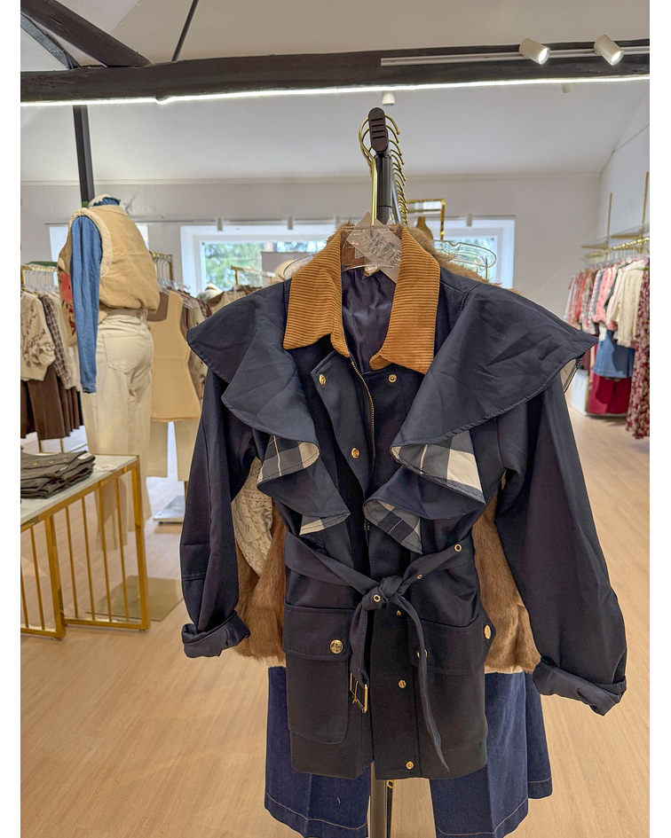 CASACO FOLHO AZUL ESCURO