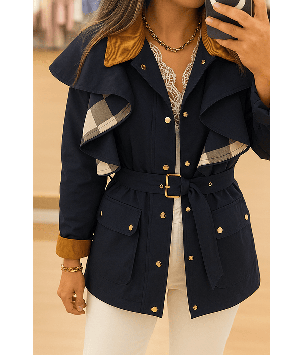 CASACO FOLHO AZUL ESCURO