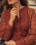 CAMISA RENDADA CASTANHA