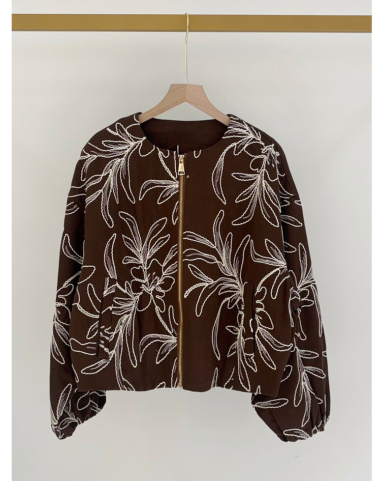 CASACO BORDADO CASTANHO