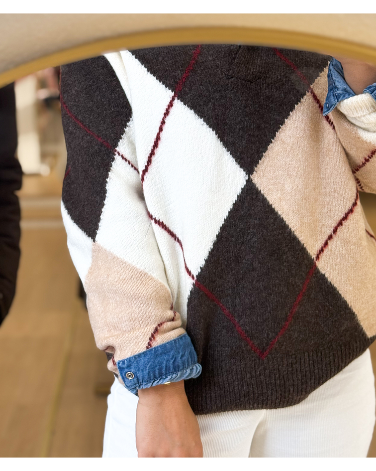 PULLOVER CASTANHO LOSANGOS 