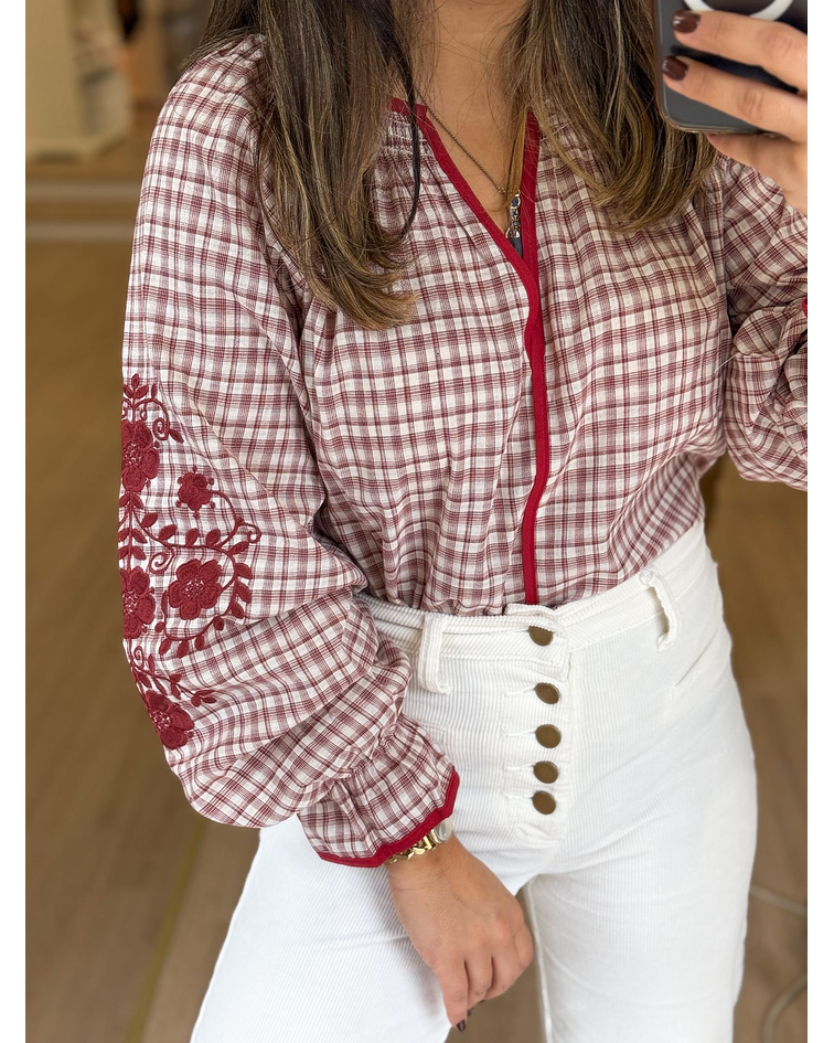 CAMISA VICHY BORDADA