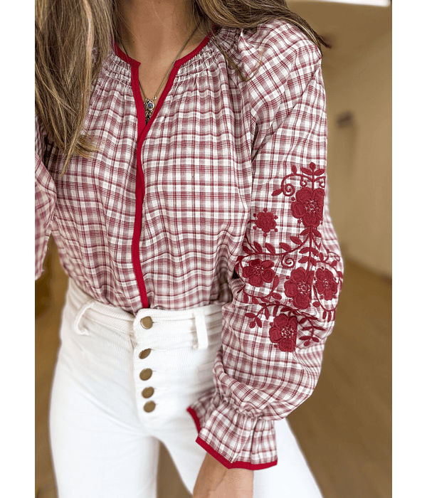 CAMISA VICHY BORDADA