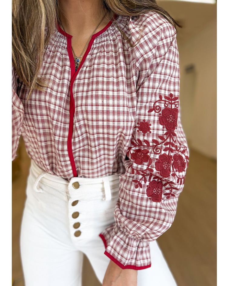 CAMISA VICHY BORDADA