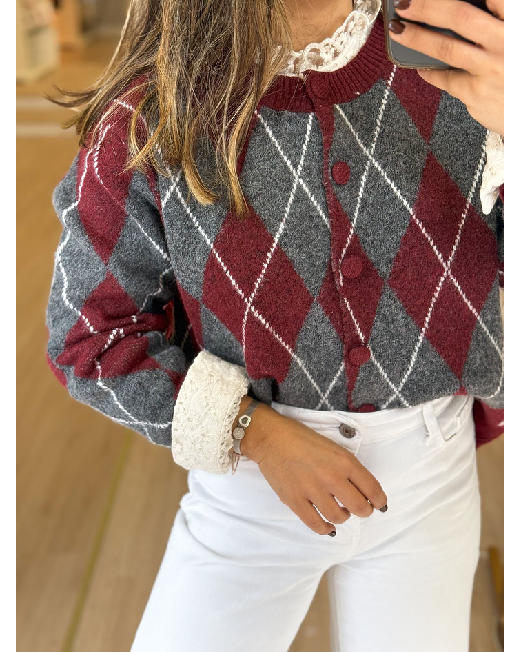 CARDIGÃ MALHA LOSANGOS 