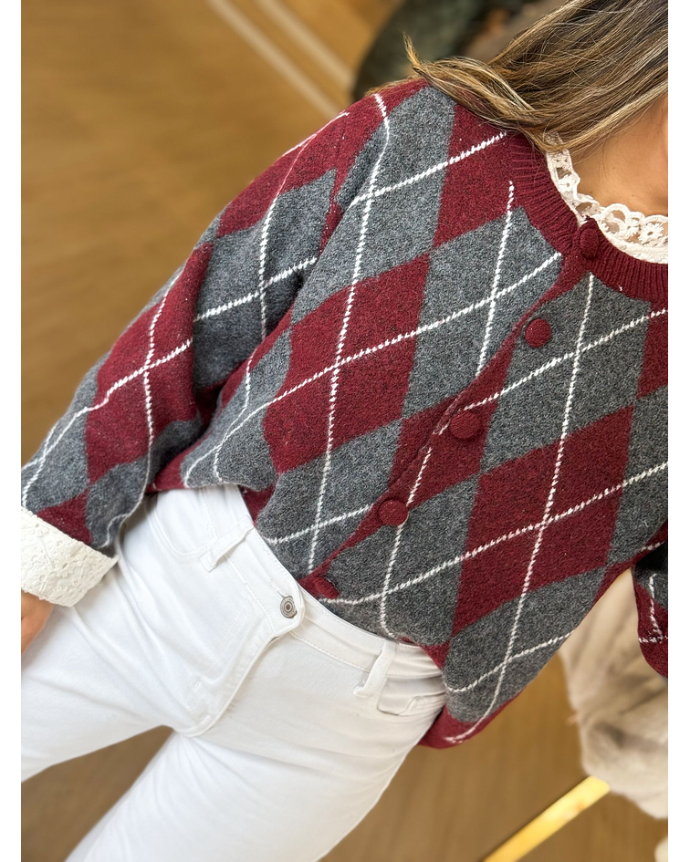 CARDIGÃ MALHA LOSANGOS 