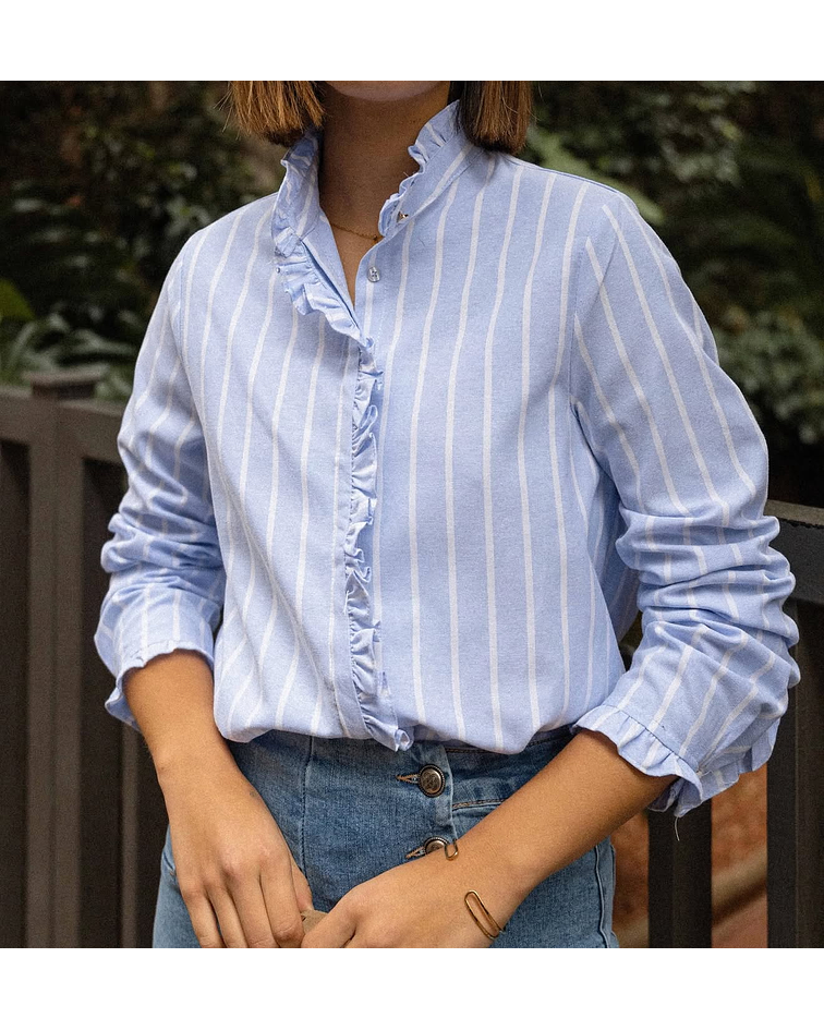 CAMISA OXFORD AZUL RISCAS