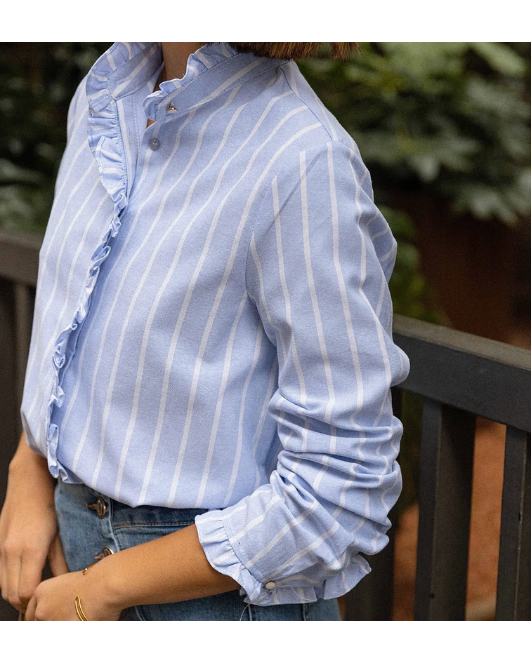 CAMISA OXFORD AZUL RISCAS