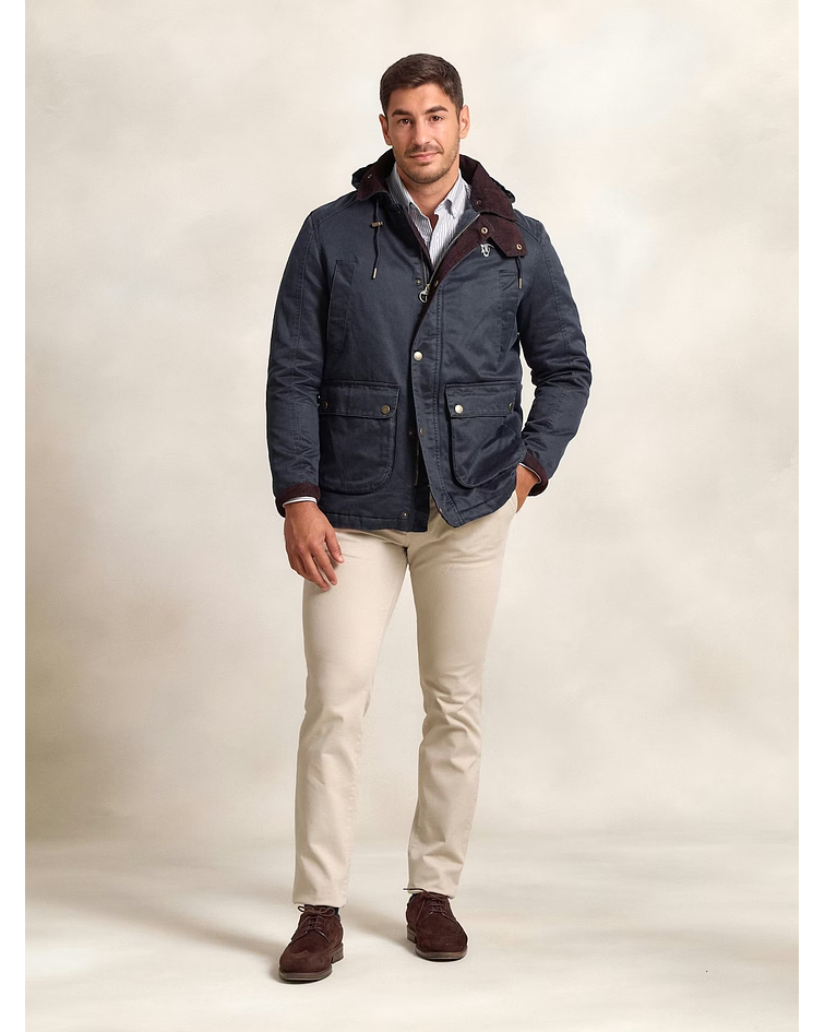 Parka Efeito Encerado | Marinho