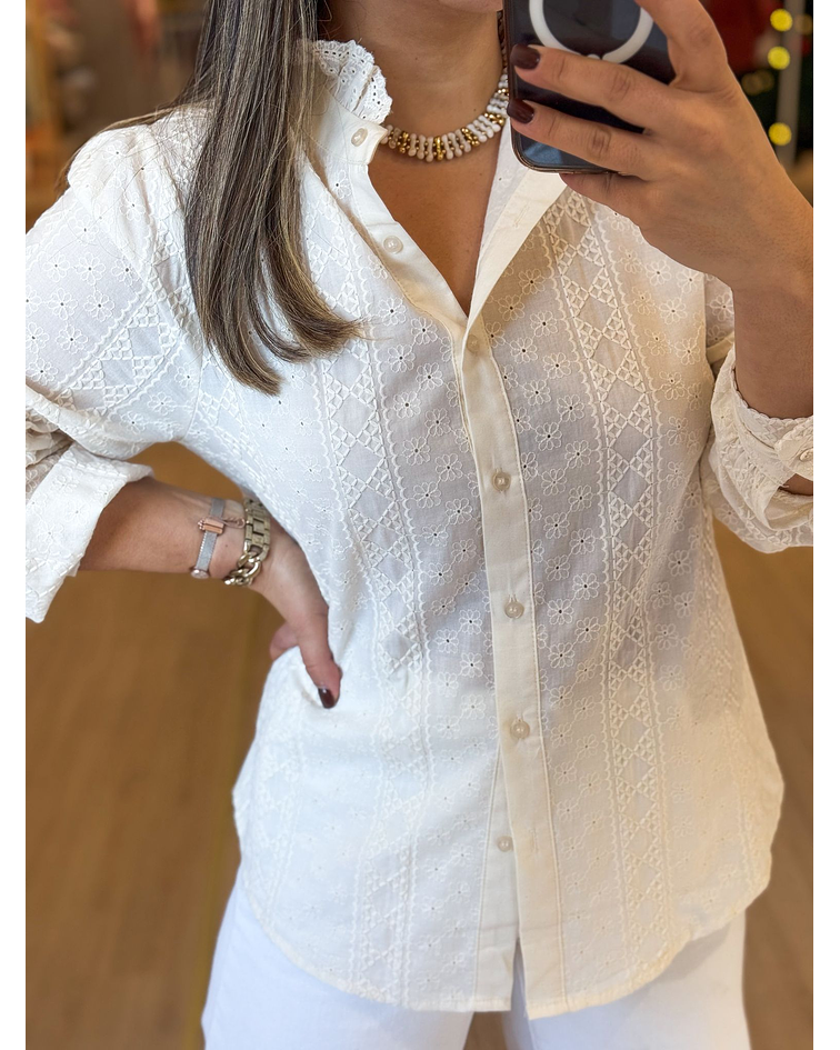 CAMISA BORDADA BEGE