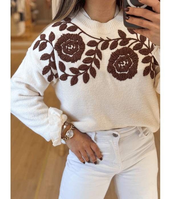 CAMISOLA MALHA COM BORDADO