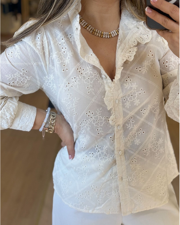 CAMISA BORDADA BEGE 