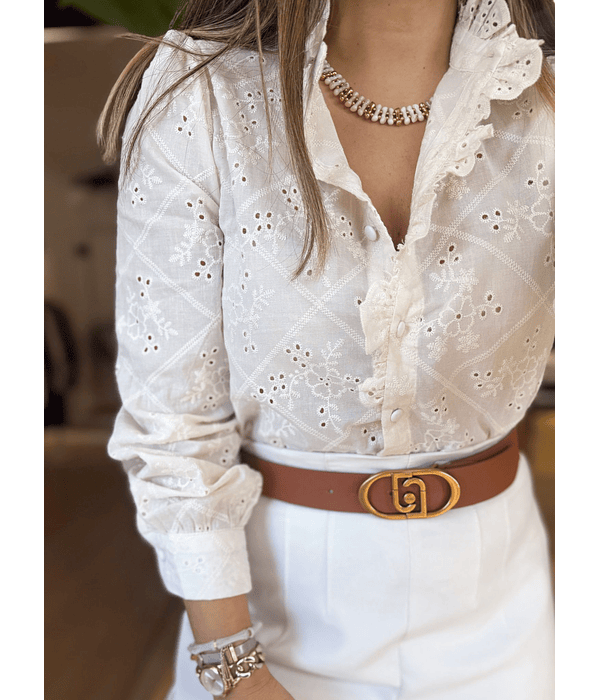 CAMISA BORDADA BEGE 