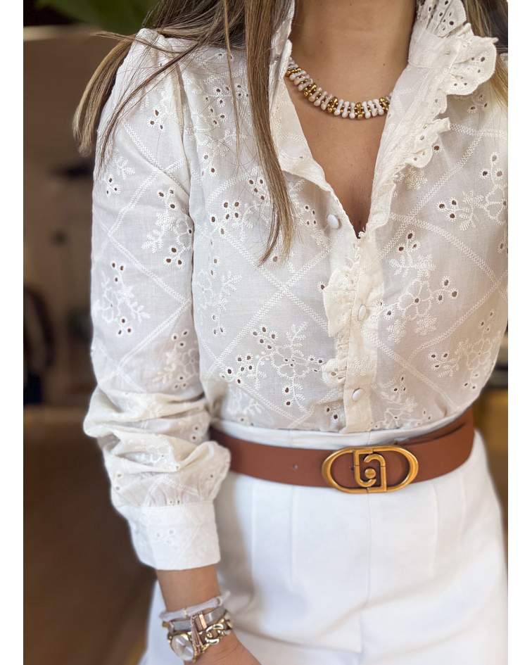 CAMISA BORDADA BEGE 
