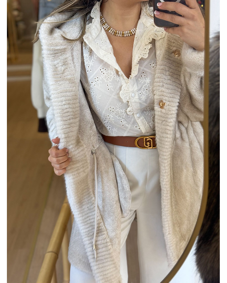 CASACÃO PELO  COMPRIDO COM CAPUZ 