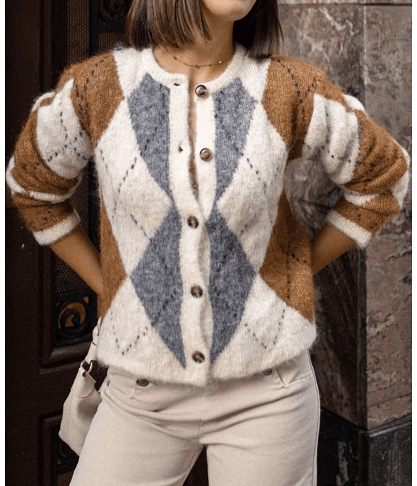 CARDIGÃ MALHA LOSANGOS