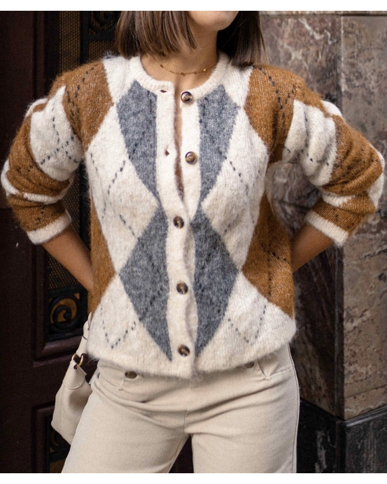 CARDIGÃ MALHA LOSANGOS