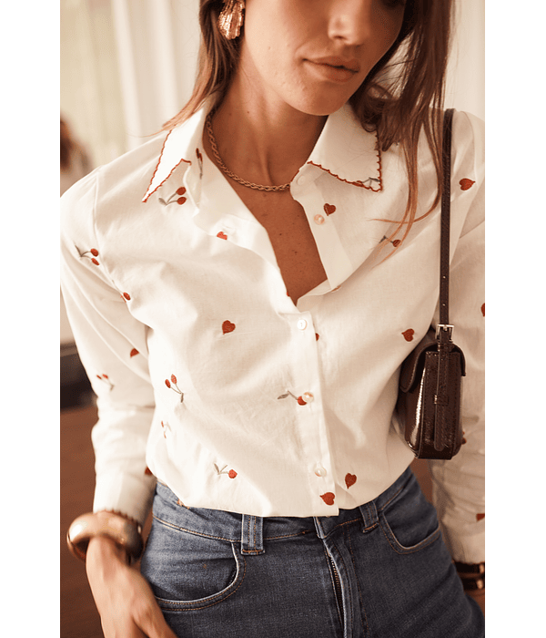 CAMISA BORDADA CEREJAS