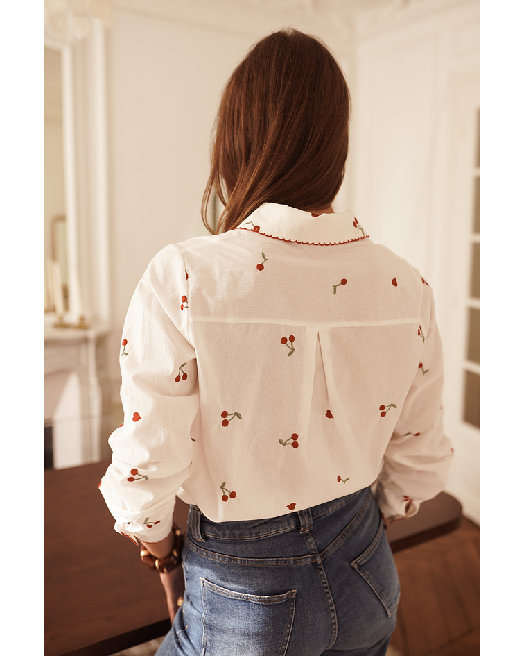 CAMISA BORDADA CEREJAS