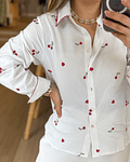 CAMISA BORDADA CEREJAS
