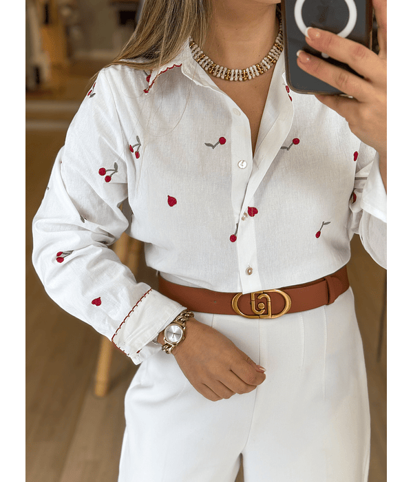 CAMISA BORDADA CEREJAS