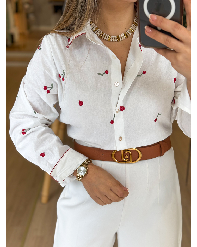 CAMISA BORDADA CEREJAS