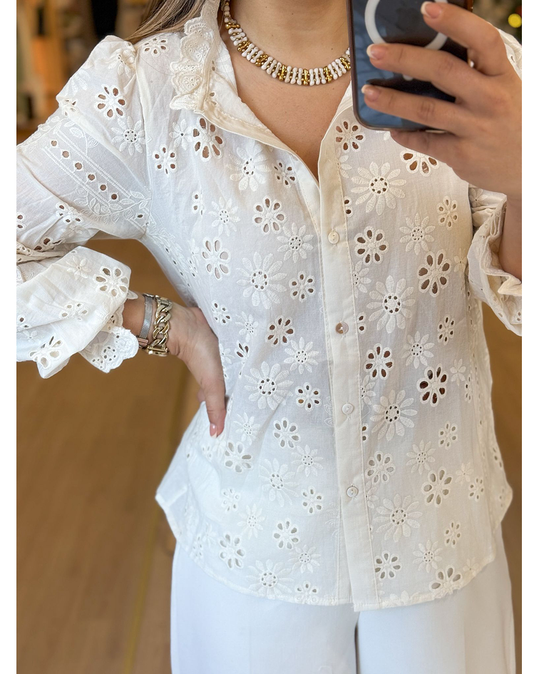 CAMISA BORDADA BEGE