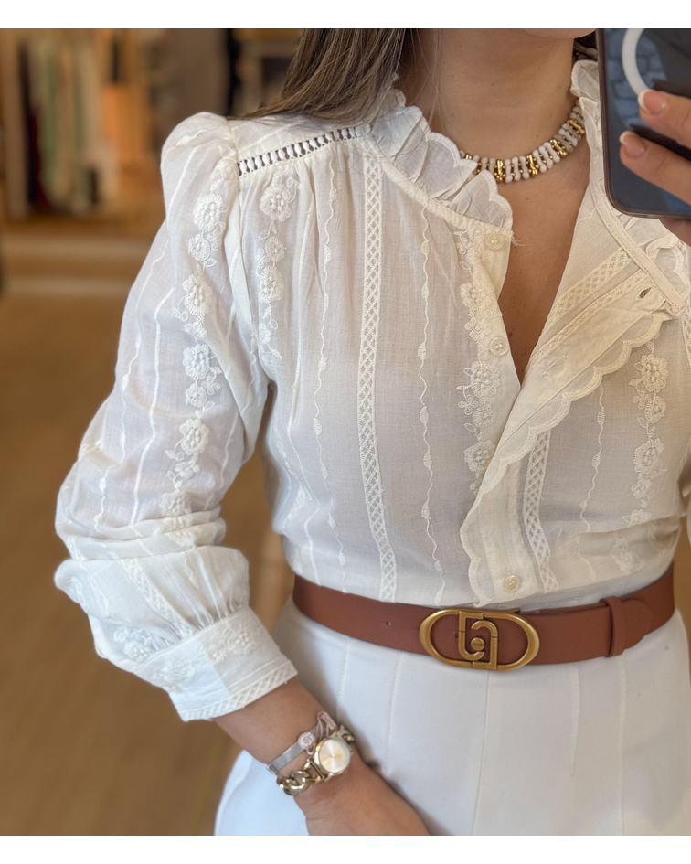 CAMISA BORDADA BEGE