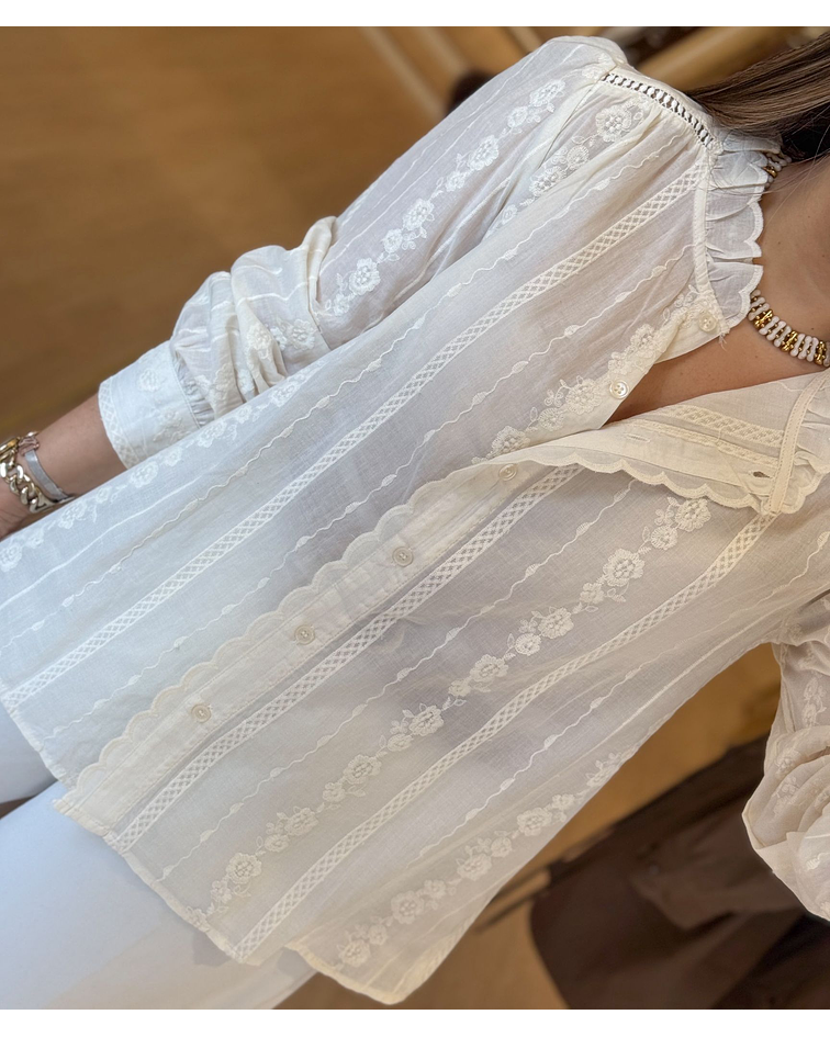 CAMISA BORDADA BEGE