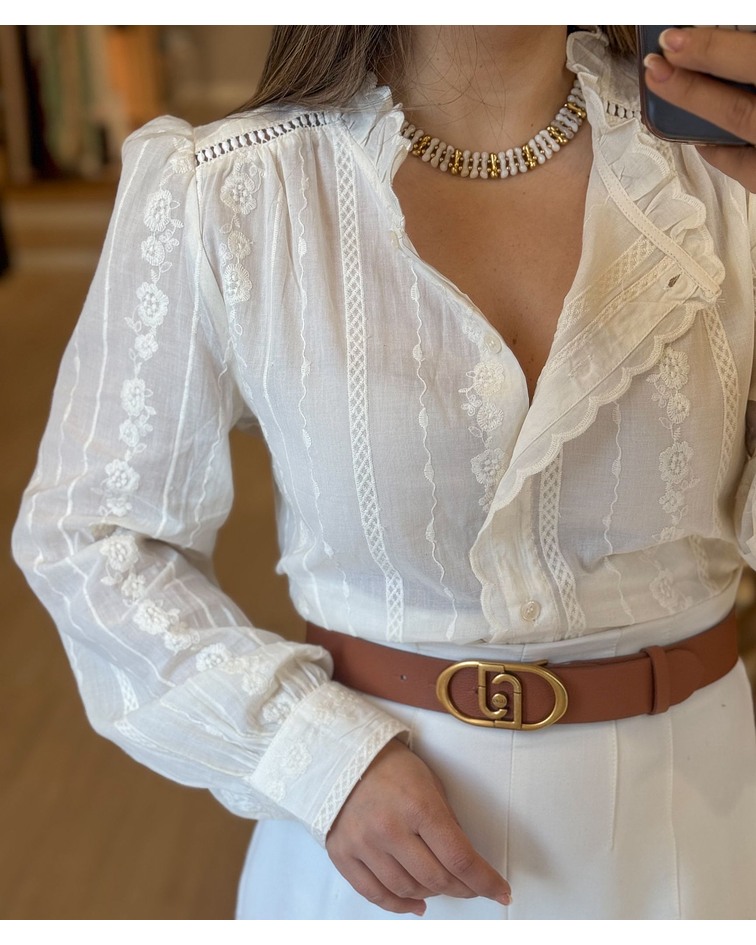 CAMISA BORDADA BEGE