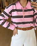 PULLOVER RISCAS ROSA