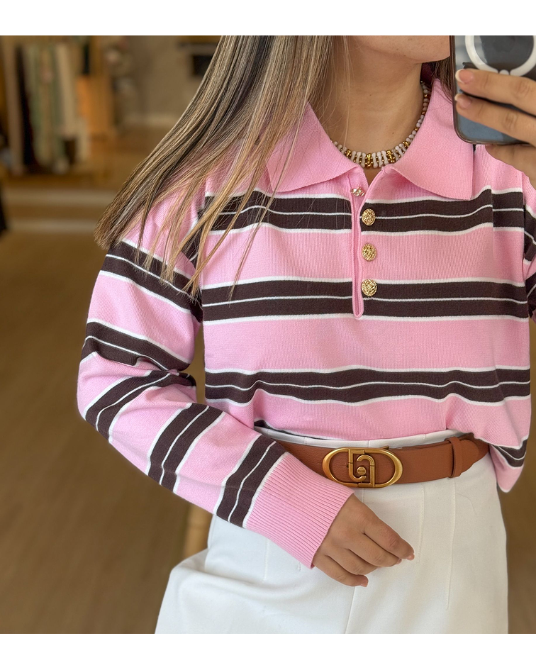 PULLOVER RISCAS ROSA