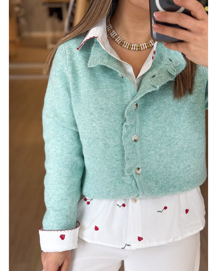 CARDIGÃ MALHA VERDE