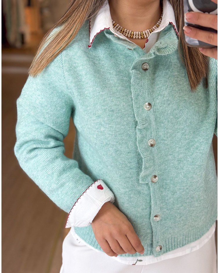 CARDIGÃ MALHA VERDE