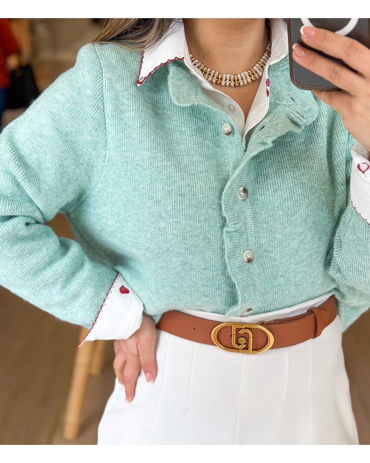 CARDIGÃ MALHA VERDE