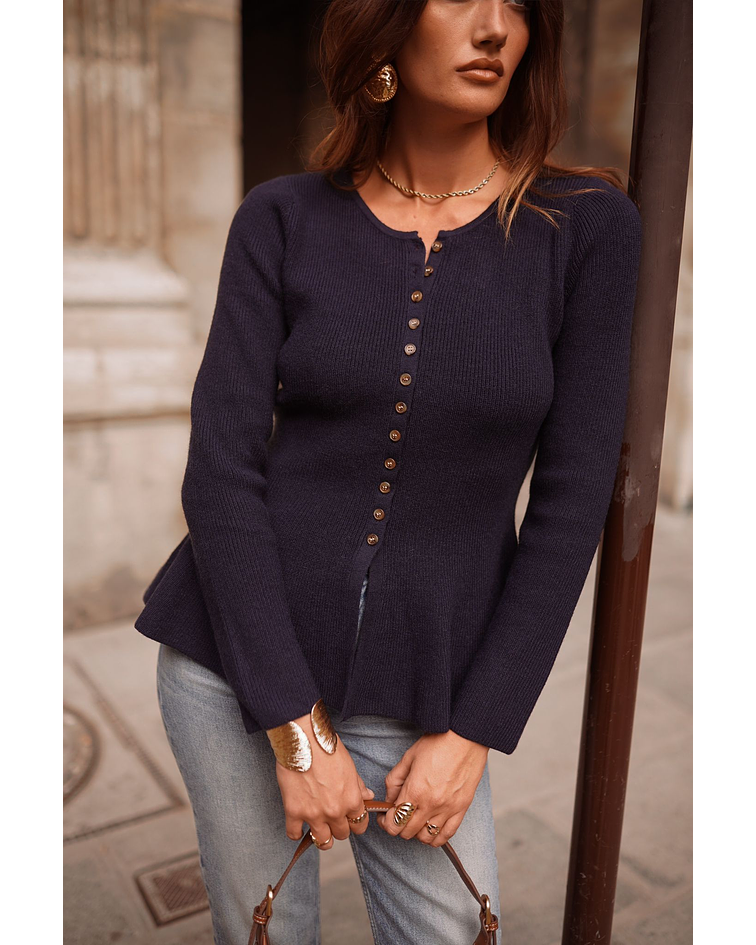 CARDIGÃ MALHA CANELADA