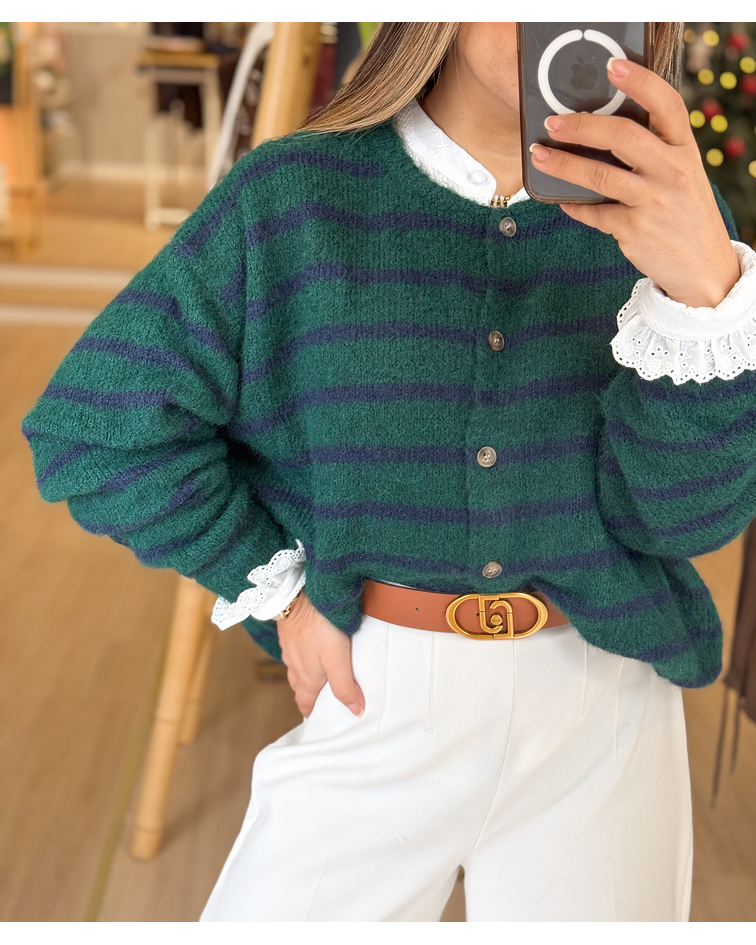 CARDIGÃ MALHA RISCAS