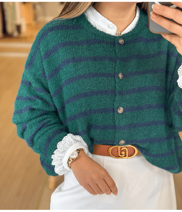 CARDIGÃ MALHA RISCAS