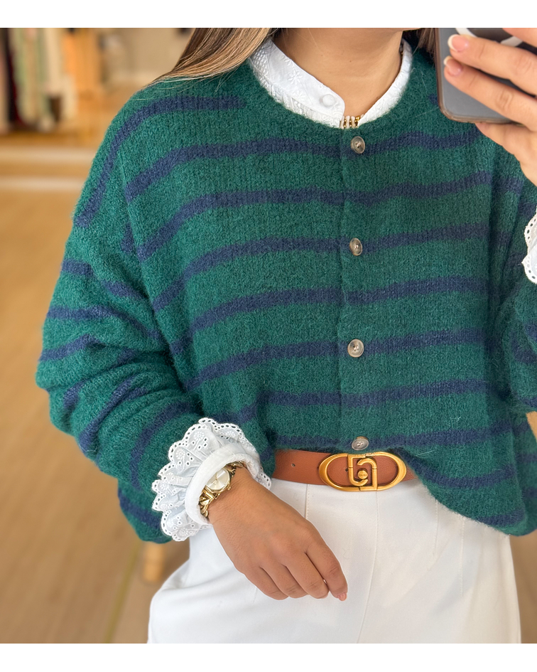 CARDIGÃ MALHA RISCAS