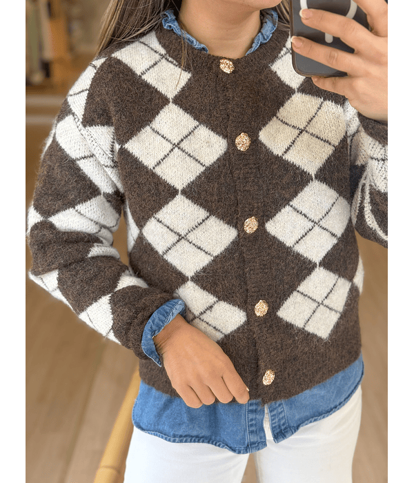 CARDIGA MALHA LOSANGOS