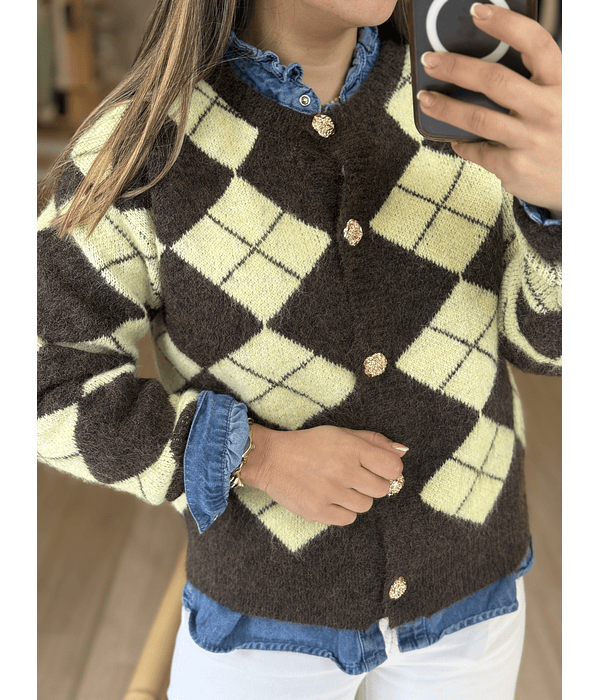 CARDIGA MALHA LOSANGOS 