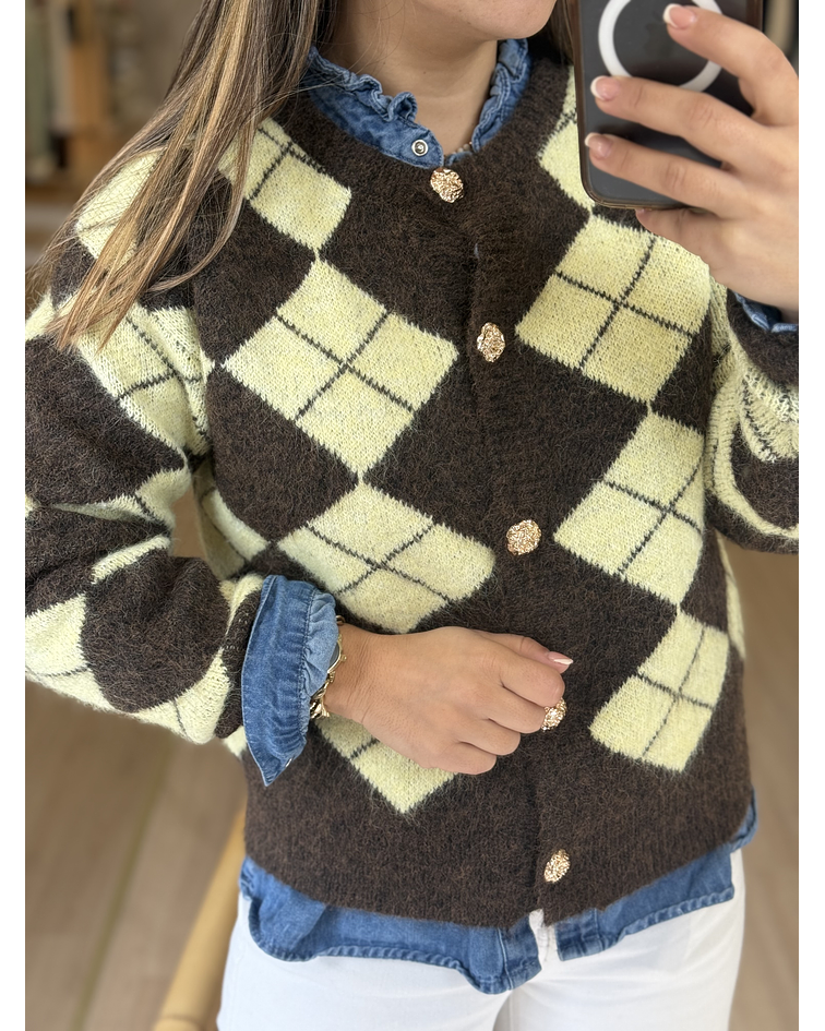 CARDIGA MALHA LOSANGOS 