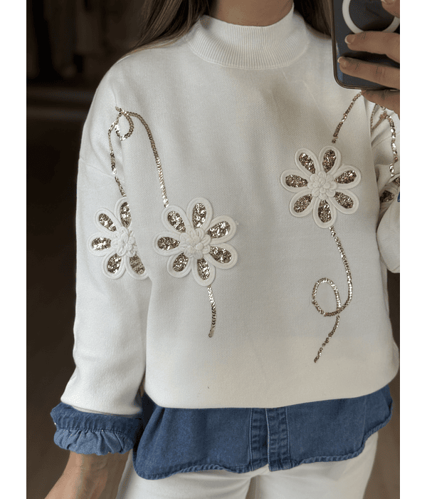 CAMISOLA MALHA LANTEJOULAS