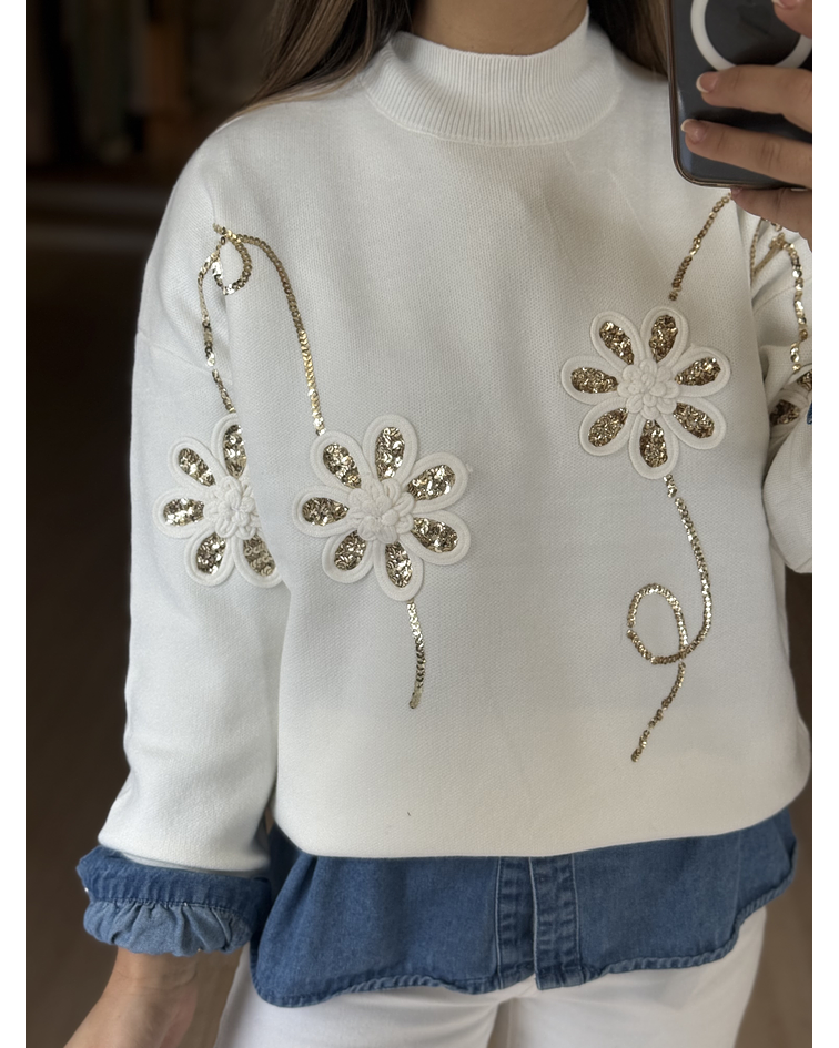 CAMISOLA MALHA LANTEJOULAS